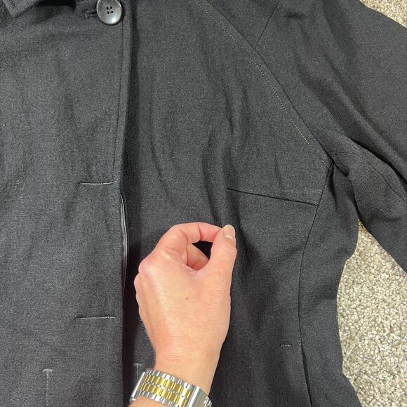 icebreaker Jacket Womens Medium Black Merino Wool Pea Coat Full Zip Classic - Picture 6 of 16